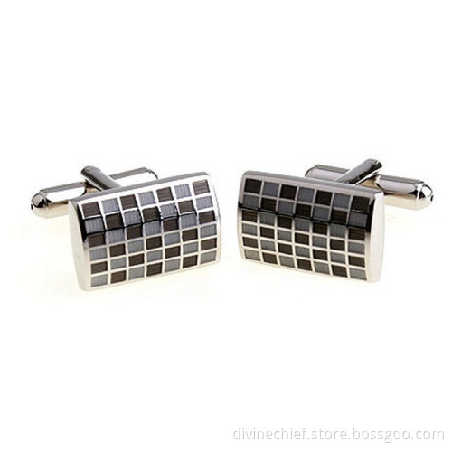 Fashion Custom Square Lattice Men Cufflinks For Suit Shirts